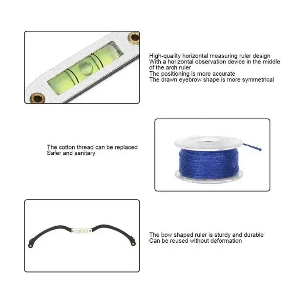 Eyebrow Mapping String Ruler Precision Brow Measuring Tool with Leveler for Microblading PMU and Symmetry Alignment