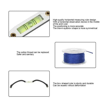 Eyebrow Mapping String Ruler Precision Brow Measuring Tool with Leveler for Microblading PMU and Symmetry Alignment