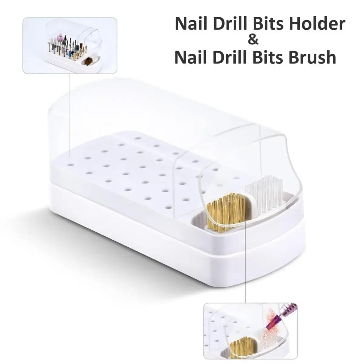 2 in 1 Nail Drill Bits Organizer Case with Nail Drill Bits Cleaning Brush (Drill Bits not included)