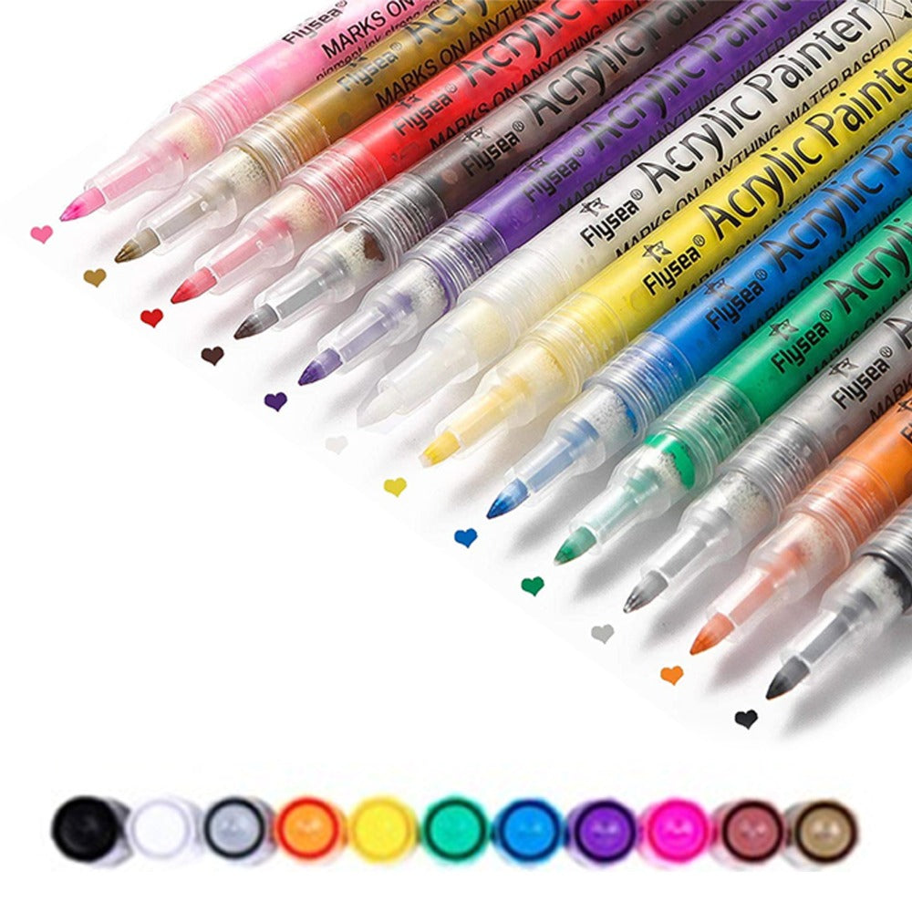 Acrylic Nail Marker 0.5mm Tip Sketch Pens for Nail Art Pack Of 12 Colors