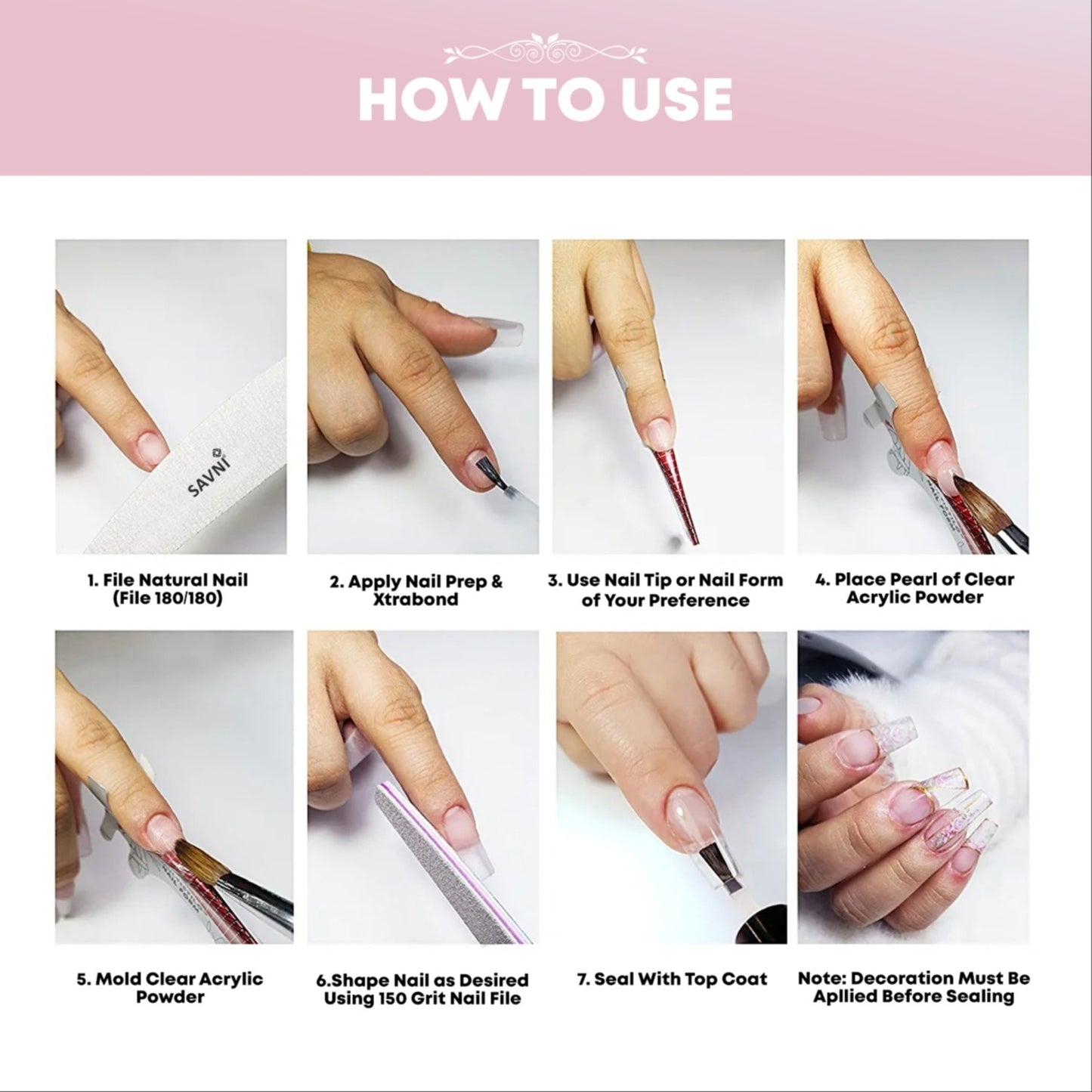 Savni 100g Pink Professional Extension Acrylic Powder