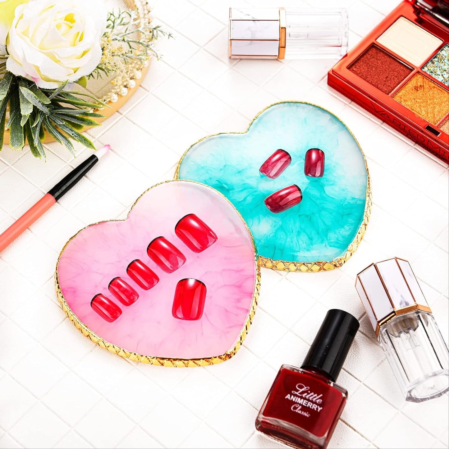 Resin Plate Mixing Palette Heart Shape - Assorted Color