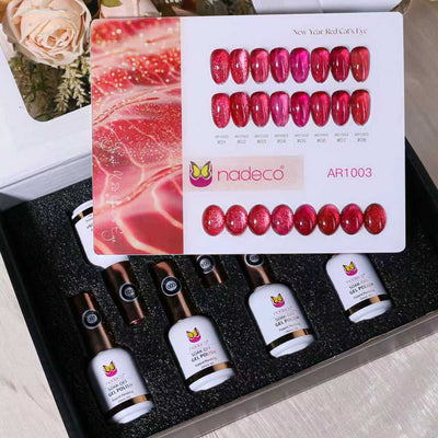 Nadeco UV Gel Polish Kit Set Of 8, 15ml Each, Cat Eye, Model-AR 1003