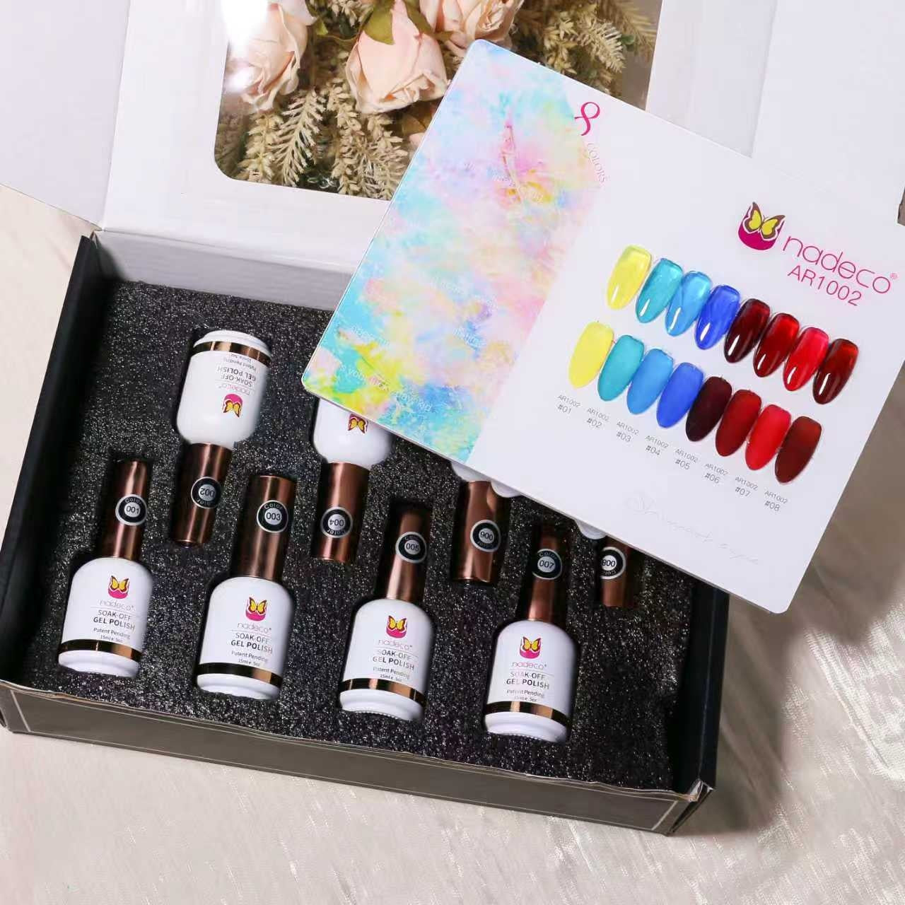 Nadeco UV Gel Polish Kit Set Of 8, 15ml Each, Cat Eye, Model-AR 1002