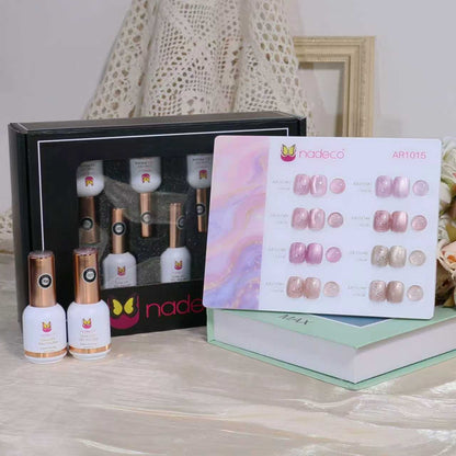 Nadeco UV Gel Polish Kit Set Of 8, 15ml Each, Cat Eye, Model-AR 1015
