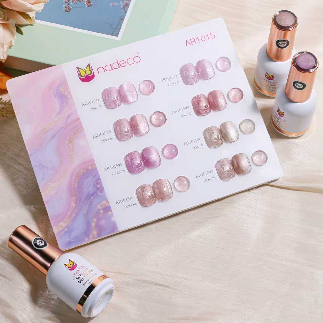 Nadeco UV Gel Polish Kit Set Of 8, 15ml Each, Cat Eye, Model-AR 1015