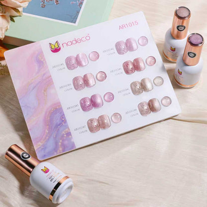 Nadeco UV Gel Polish Kit Set Of 8, 15ml Each, Cat Eye, Model-AR 1015