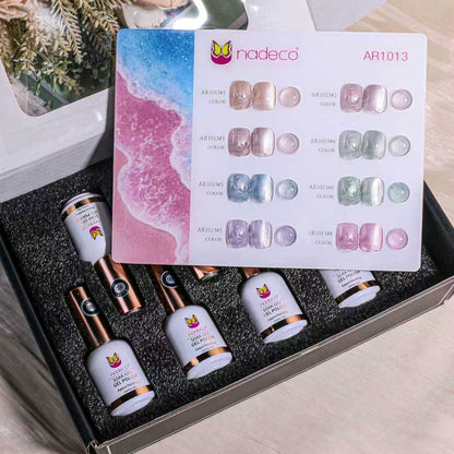 Nadeco UV Gel Polish Kit Set Of 8, 15ml Each, Cat Eye, Model-1013