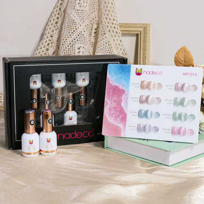 Nadeco UV Gel Polish Kit Set Of 8, 15ml Each, Cat Eye, Model-1013