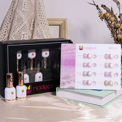 Nadeco UV Gel Polish Kit Set Of 8, 15ml Each, Cat Eye, Model-AR 1012