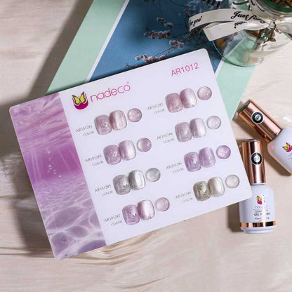 Nadeco UV Gel Polish Kit Set Of 8, 15ml Each, Cat Eye, Model-AR 1012