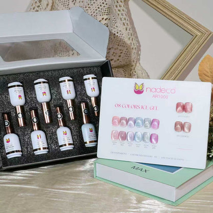 Nadeco UV Gel Polish Kit Set Of 8, 15ml Each, Cat Eye, Model-1006