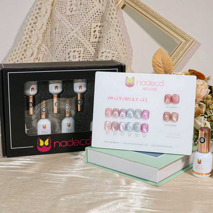 Nadeco UV Gel Polish Kit Set Of 8, 15ml Each, Cat Eye, Model-1006