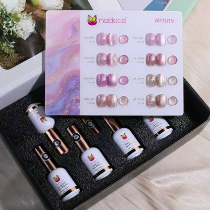 Nadeco UV Gel Polish Kit Set Of 8, 15ml Each, Cat Eye, Model-AR 1015