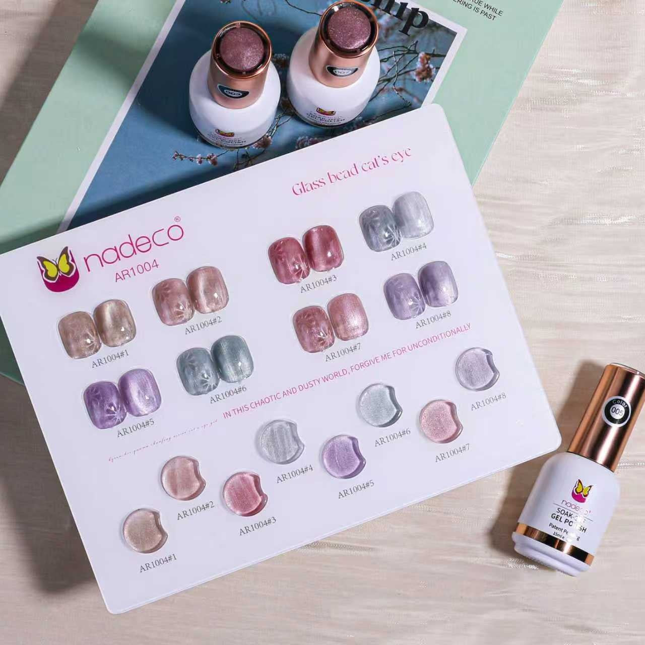 Nadeco UV Gel Polish Kit Set Of 8, 15ml Each, Cat Eye, Model-AR 1004