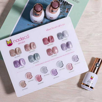 Nadeco UV Gel Polish Kit Set Of 8, 15ml Each, Cat Eye, Model-AR 1004