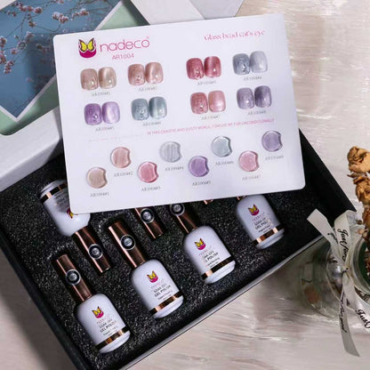 Nadeco UV Gel Polish Kit Set Of 8, 15ml Each, Cat Eye, Model-AR 1004