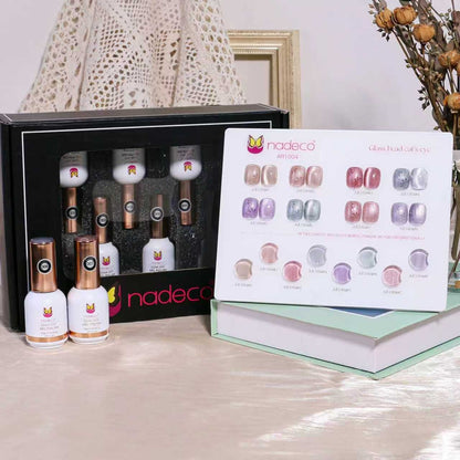 Nadeco UV Gel Polish Kit Set Of 8, 15ml Each, Cat Eye, Model-AR 1004