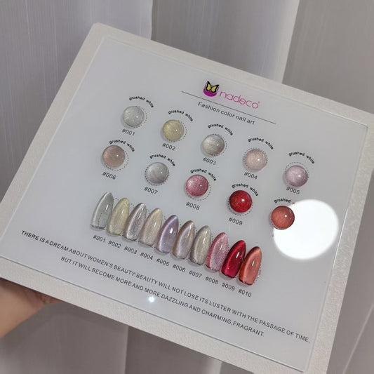 Nadeco UV Gel Polish Kit Set Of 10, 15ml Each, Cat Eye, Model- A-16