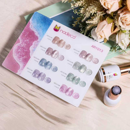 Nadeco UV Gel Polish Kit Set Of 8, 15ml Each, Cat Eye, Model-1013