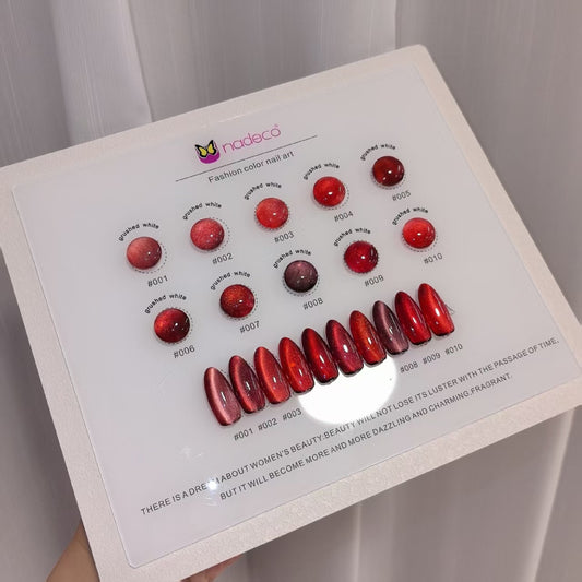 Nadeco UV Gel Polish Kit Set Of 10, 15ml Each, Cat Eye, Model- 10