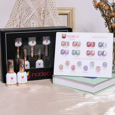 Nadeco UV Gel Polish Kit Set Of 8, 15ml Each, Cat Eye, Model-AR 1004