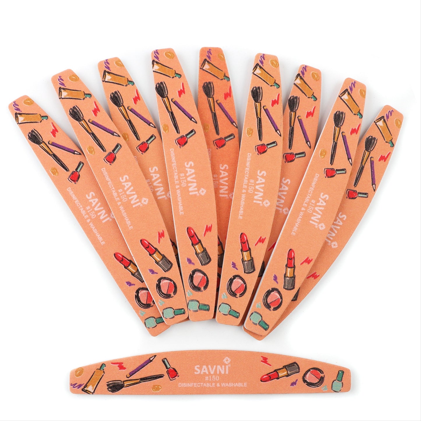 Savni Colored Designer Washable Nail Filers 150/150 Grit - Pack of 12 (Assorted Shape)