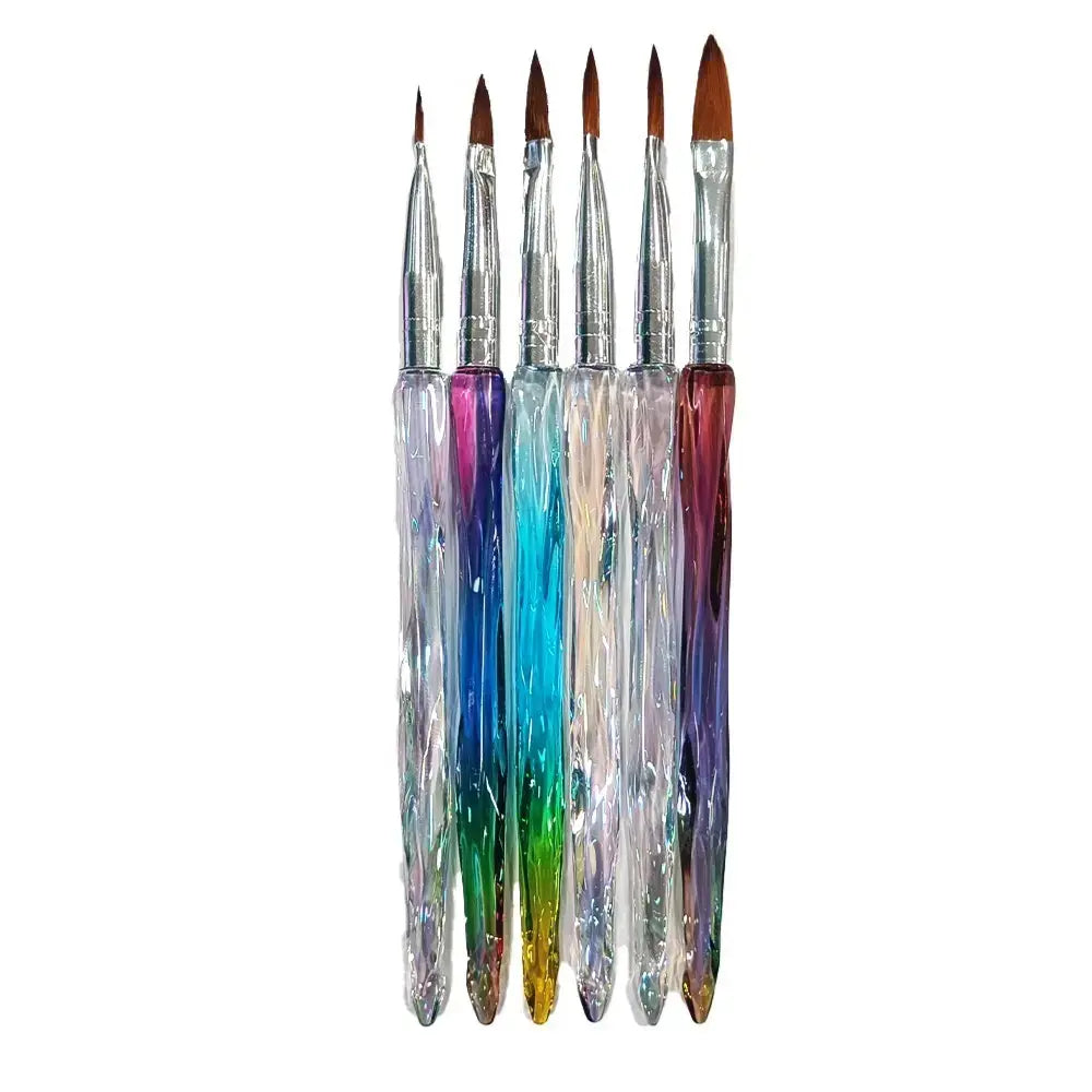 Synthetic Acrylic Brush Crystal Wooden Handle - Set of 6