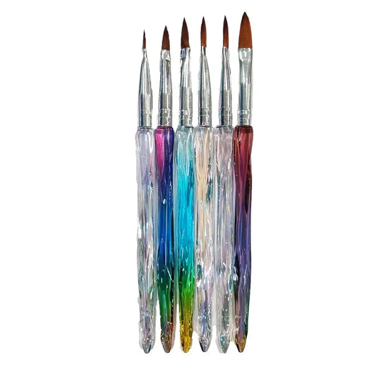 Synthetic Acrylic Brush Crystal Wooden Handle - Set of 6