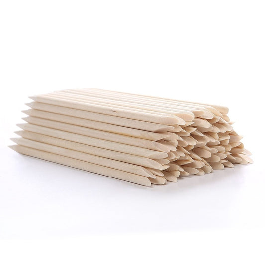 Orange Cuticle Pushing Wooden Sticks - Pack of 100