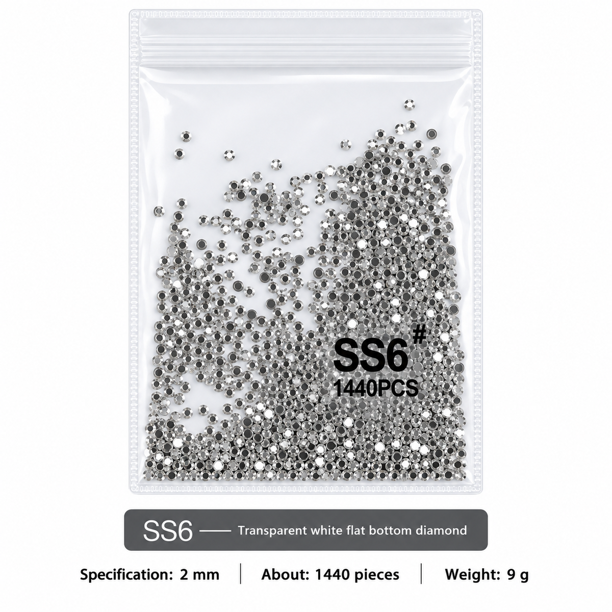 SS Flat Rhinestone - White