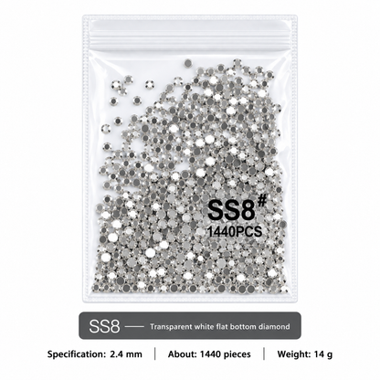 SS Flat Rhinestone - White