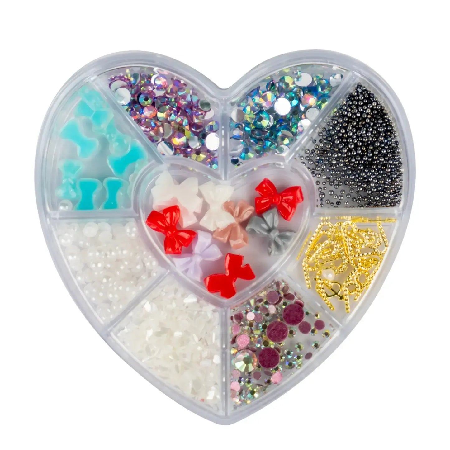 Rhinestones Caviar Pearls Accessories Stones Accessories Mix in Heart Storage Box