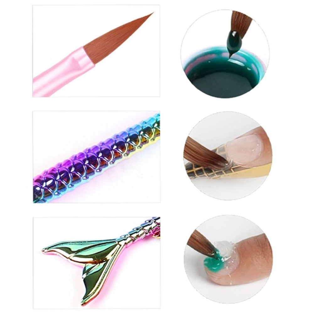 Synthetic Acrylic Brushes Mermaid Handle - Set of 3