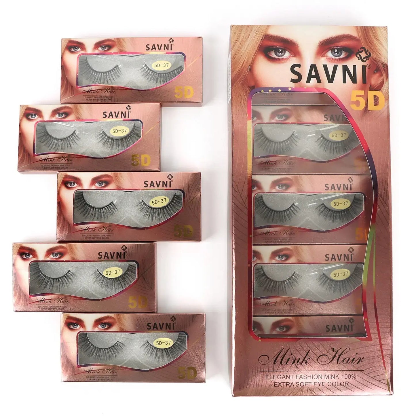 Savni 5D Professional Temporary Mink Hair Eyelash Extension 10 pairs Model 5D-37