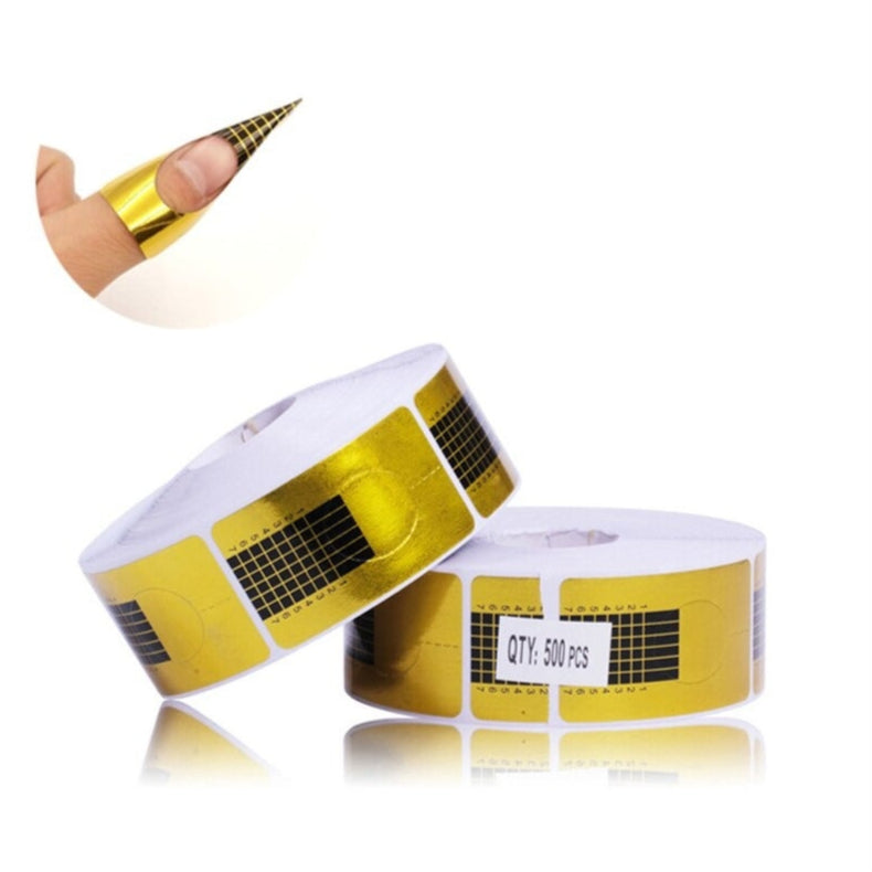 Nail Form Golden Sticker Roll for Acrylic, Gel & Polygel Extension - 500 pcs