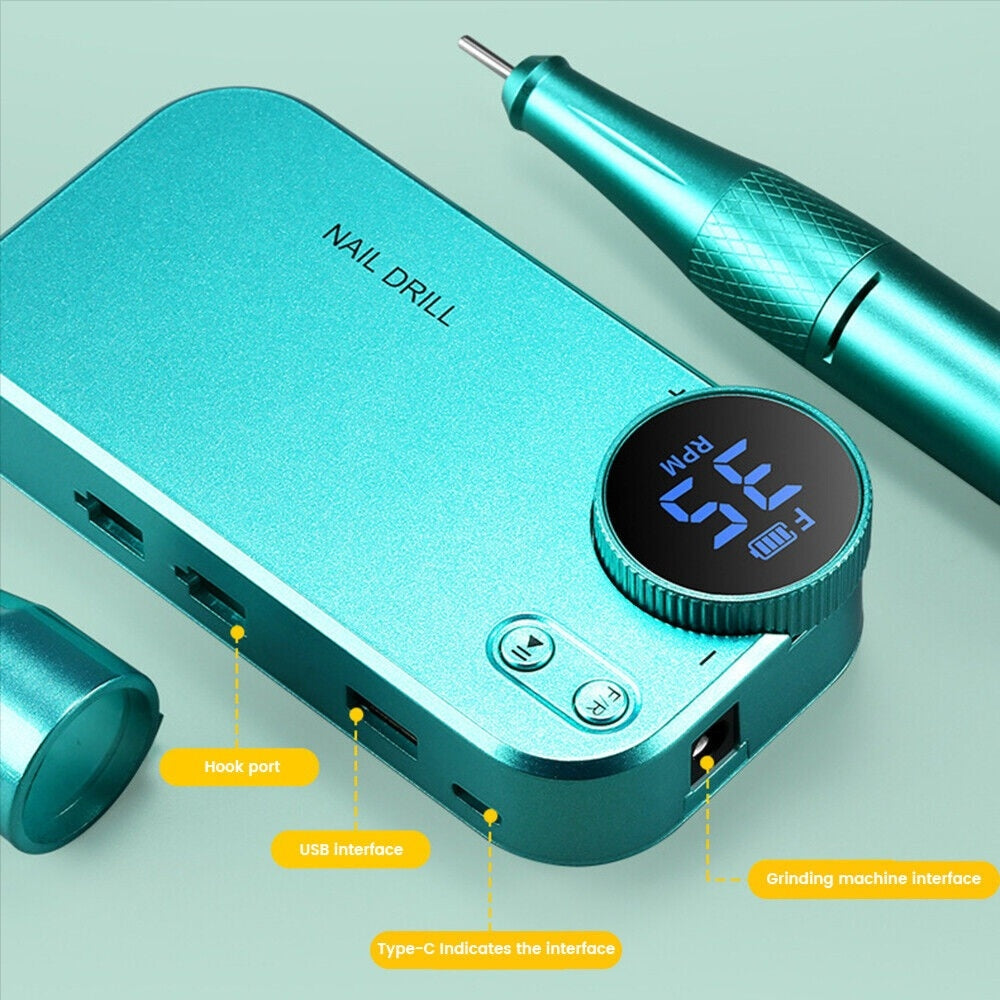 35000 RPM Electric Nail Drill File Pro Rechargeable Portable Manicure Machine