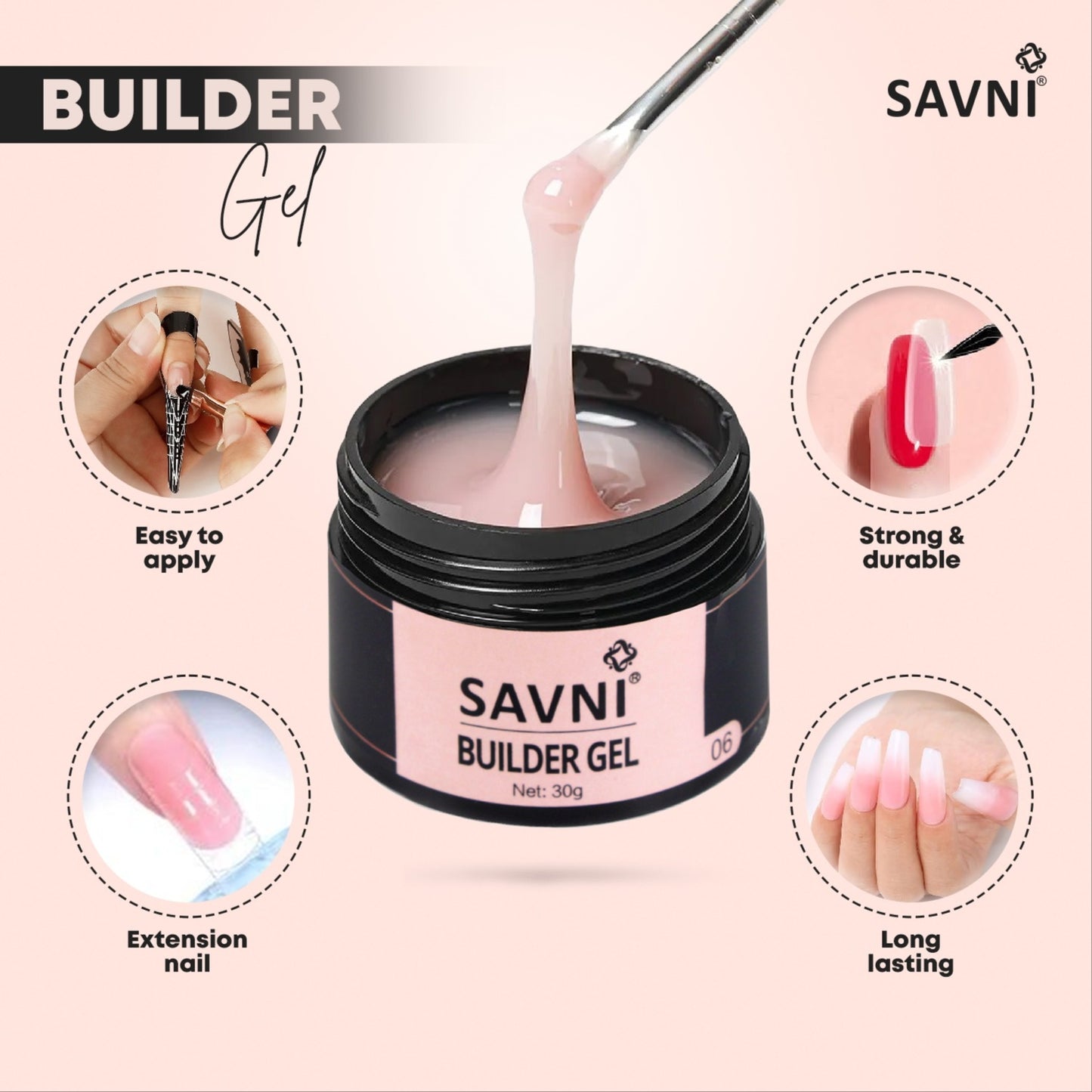 Savni Pink 30g Builder Gel