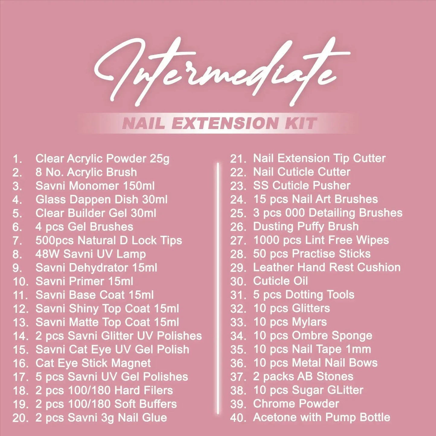 Savni Intermediate Nail Art Extension Kit 40 Items Included Product vendor