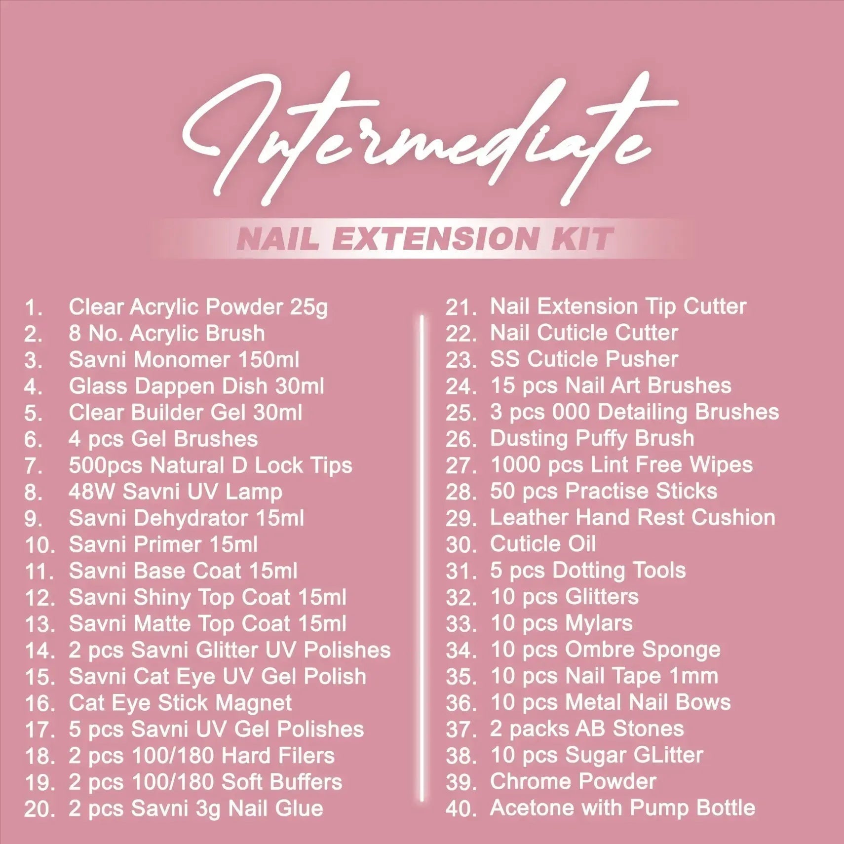 Savni Intermediate Nail Art Extension Kit 40 Items Included Product vendor