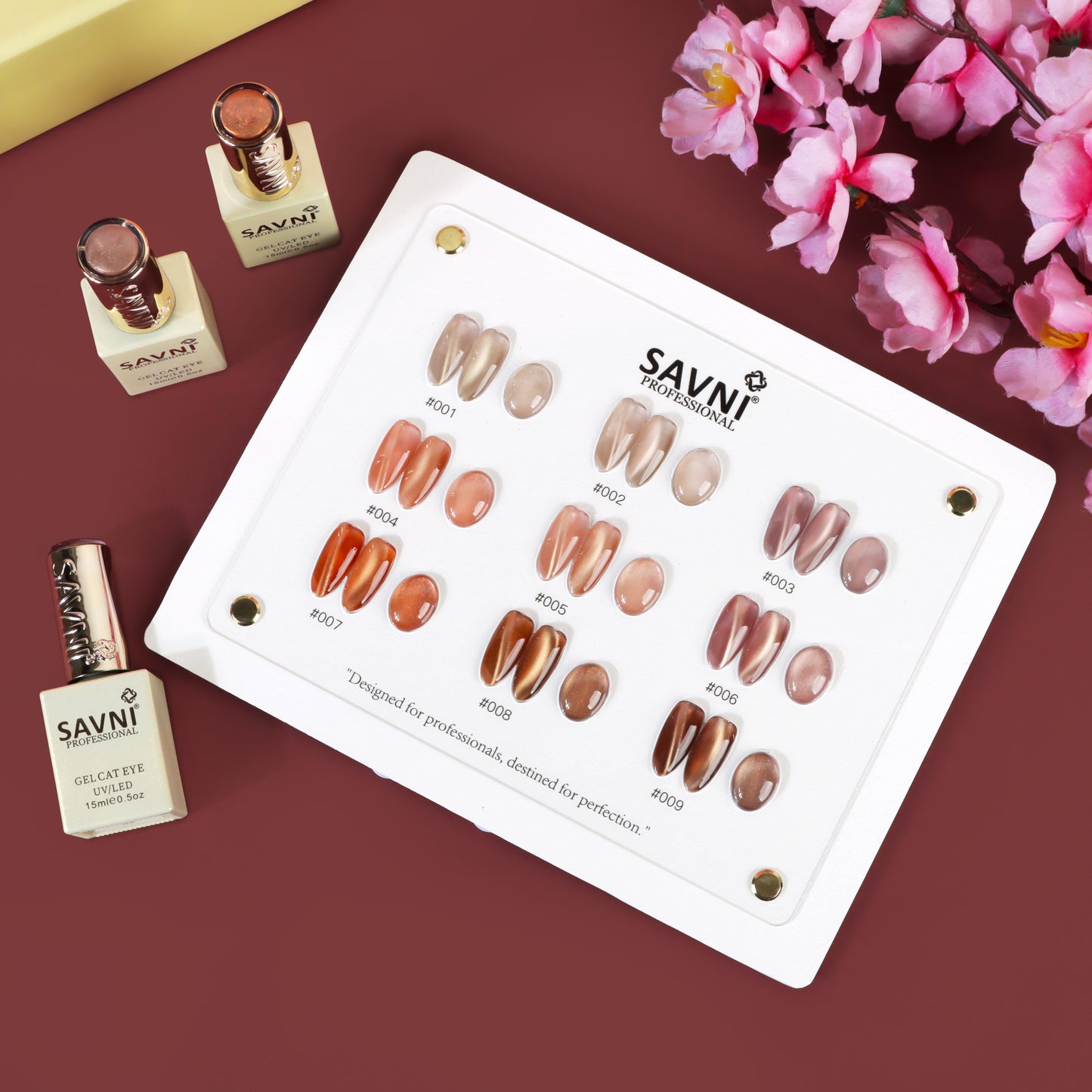 Savni Autumn Cat Eye Gel Polish Kit Set Of 9 Pcs, 15ml Each
