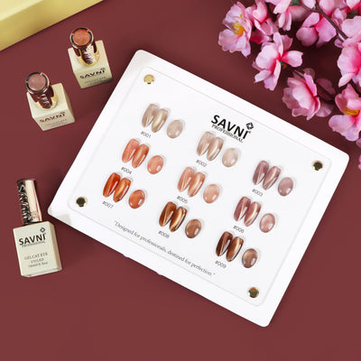 Savni Autumn Cat Eye Gel Polish Kit Set Of 9 Pcs, 15ml Each