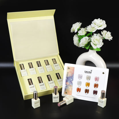 Savni Autumn & Winter Cat Eye Gel Polish Kit Set Of 9 Pcs, 15ml Each
