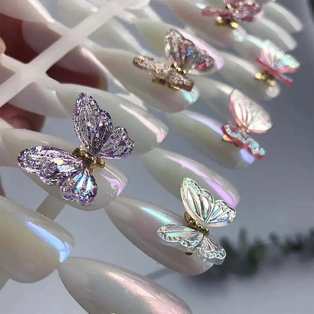 Moving Butterfly Spring Loaded Nail Charm
