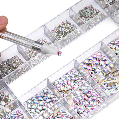 3100 Pcs AB Rhinestones with Wax Picker Tool
