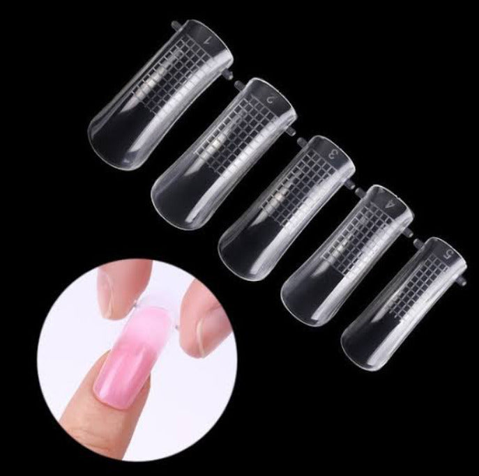 Polygel Transparent Nail Tips Molds - 100 Pcs