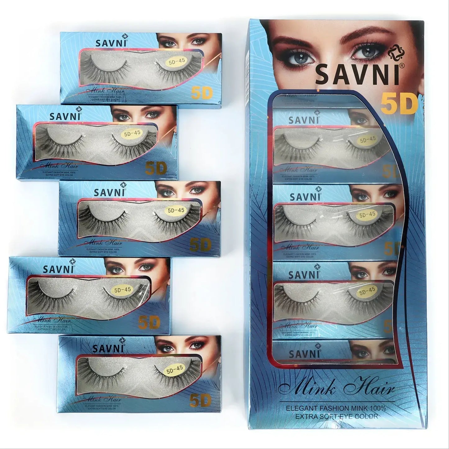 Savni 5D Professional Temporary Mink Hair Eyelash Extension 10 pairs Model 5D-45