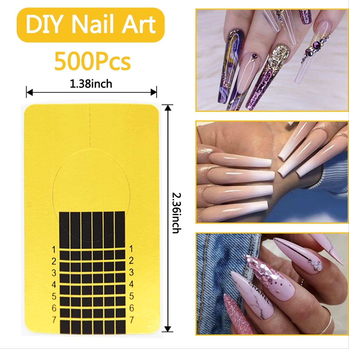 Nail Form Golden Sticker Roll for Acrylic, Gel & Polygel Extension - 500 pcs