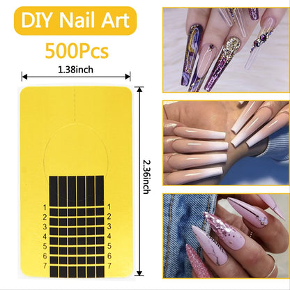 Nail Form Golden Sticker Roll for Acrylic, Gel & Polygel Extension - 500 pcs