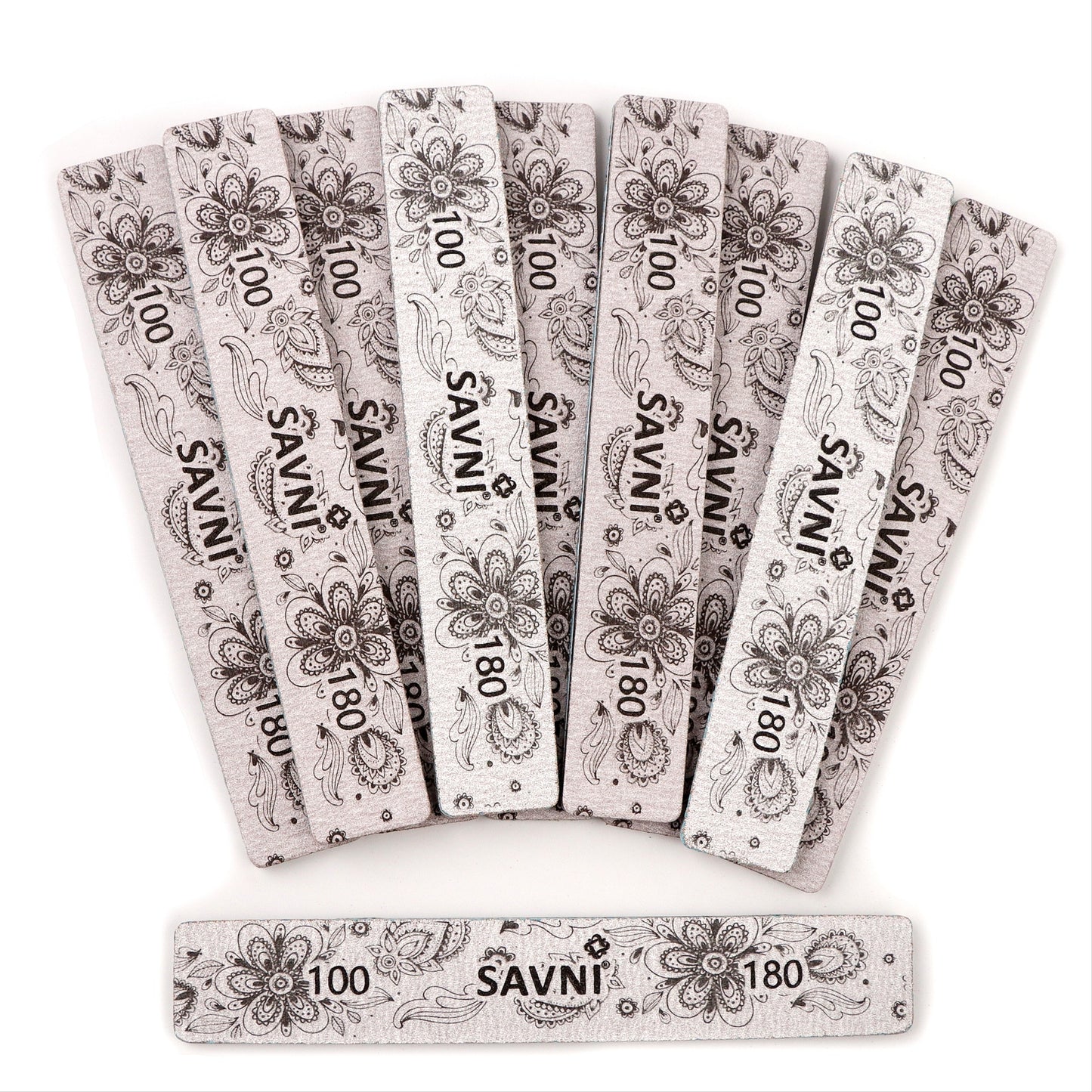 Savni Grey Designer Filers 100/180 Grit - Pack of 12 (Assorted Shapes)